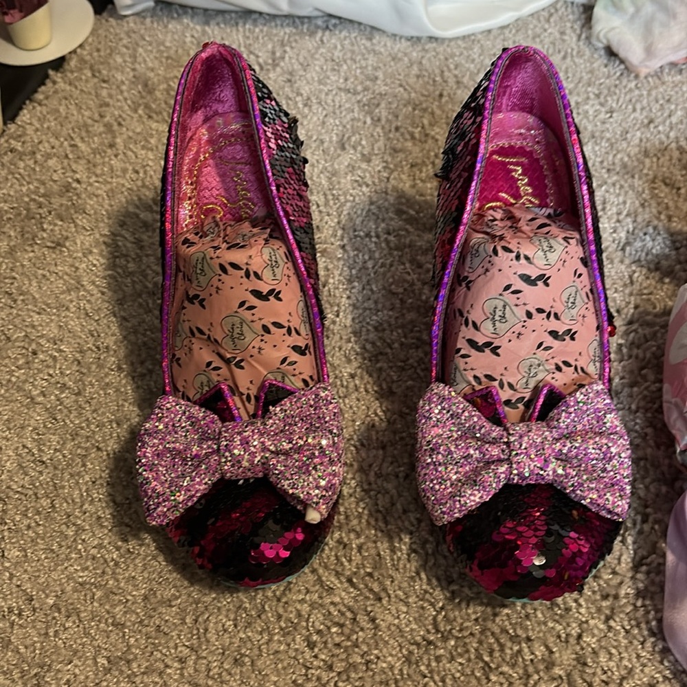 Sequin Bow Women's Shoes - Pink and Black-N w/out box. - Picture 2 of 5